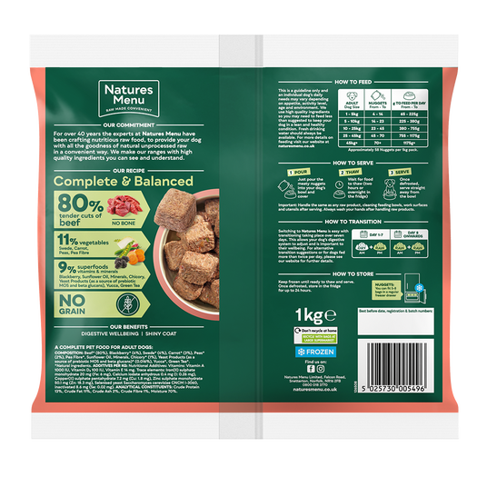 Natures Menu - 80% Beef Nuggets - 1kg