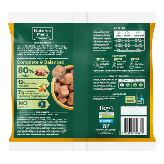 Natures Menu - 80% Chicken Nuggets - 1kg