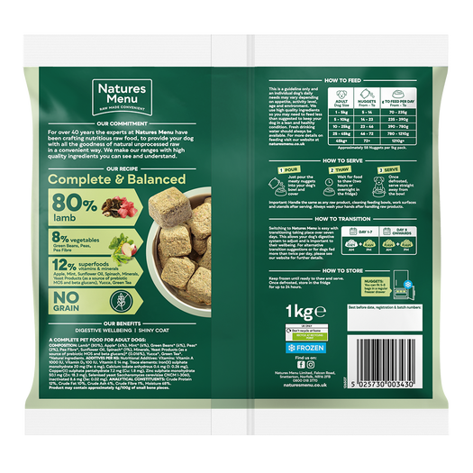 Natures Menu - 80% Lamb Nuggets - 1kg