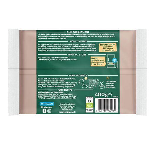 Natures Menu - 100% Tripe Block - 400g