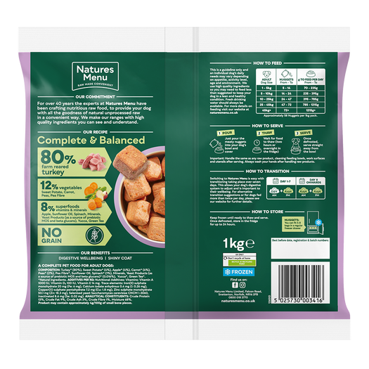 Natures Menu - 80% Turkey Nuggets - 1kg